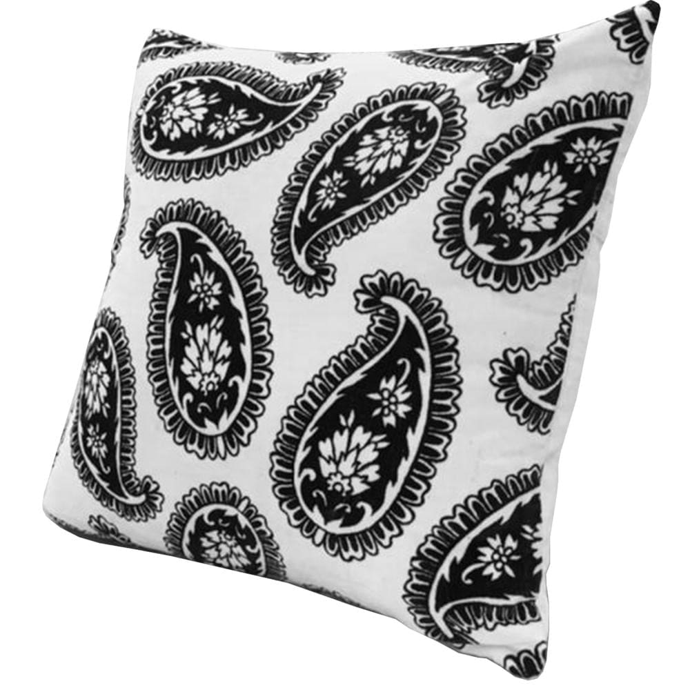 20 x 20 Square Accent Throw Pillows, Paisley Print, Set of 2, Black, White By The Urban Port