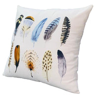 20 x 20 Square Cotton Accent Throw Pillows, Printed Feather Design, Set of 2, White, Multicolor By The Urban Port