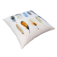 20 x 20 Square Cotton Accent Throw Pillows, Printed Feather Design, Set of 2, White, Multicolor By The Urban Port