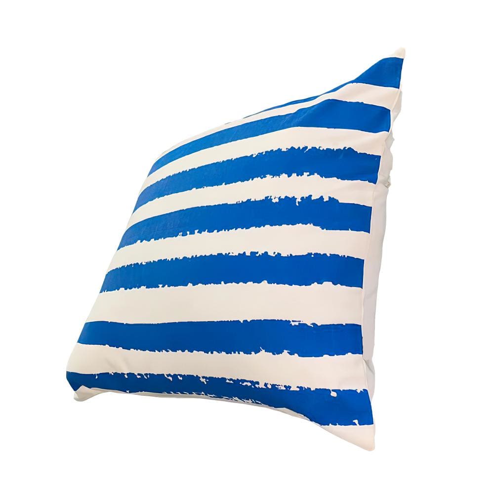 20 x 20 Square Cotton Accent Throw Pillows, Screen Printed Stripes, Set of 2, Blue, White  By The Urban Port