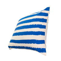 20 x 20 Square Cotton Accent Throw Pillows, Screen Printed Stripes, Set of 2, Blue, White  By The Urban Port