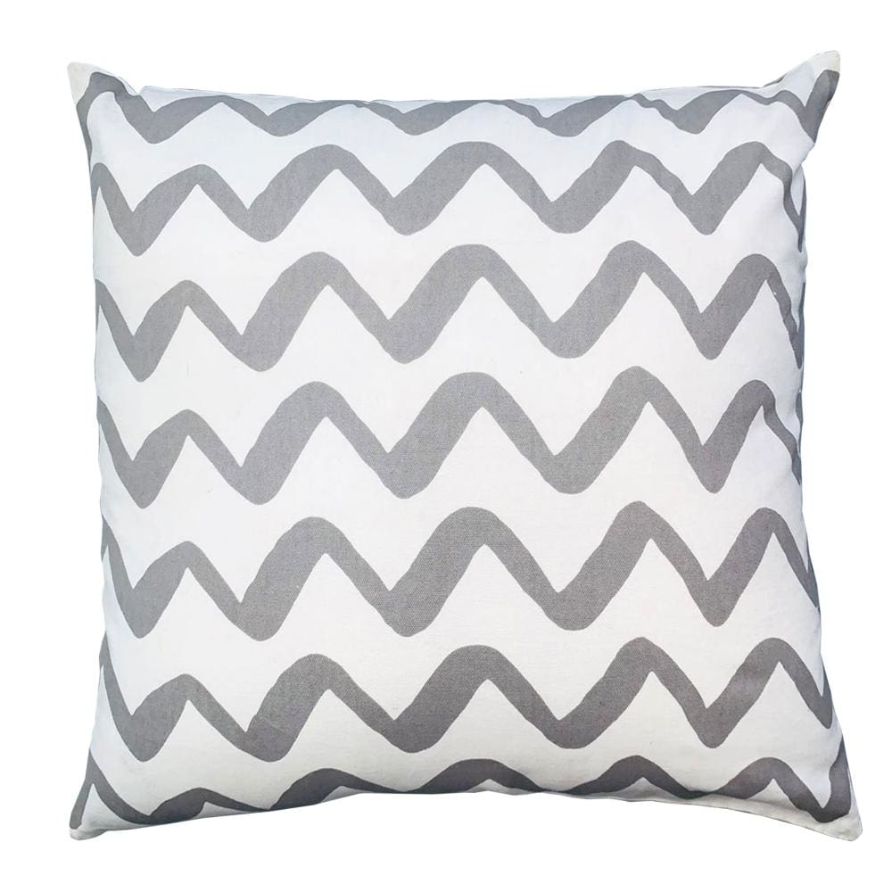 20 x 20 Square Cotton Accent Throw Pillows, Chevron Pattern, Set of 2, Gray, White By The Urban Port