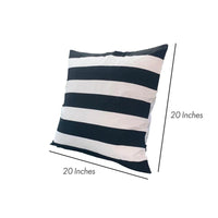 20 x 20 Square Cotton Accent Throw Pillows, Classic Block Stripes, Set of 2, Black, White By The Urban Port