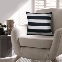 20 x 20 Square Cotton Accent Throw Pillows, Classic Block Stripes, Set of 2, Black, White By The Urban Port