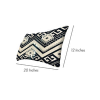 12 x 20 Rectangular Cotton Accent Lumbar Pillows, Aztec Pattern, Set of 2, White, Black By The Urban Port