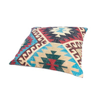 24 x 24 Square Cotton Accent Throw Pillows, Tribal Pattern, Set of 2, Multicolor By The Urban Port