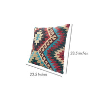 24 x 24 Square Cotton Accent Throw Pillows, Tribal Pattern, Set of 2, Multicolor By The Urban Port