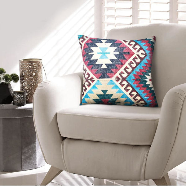 24 x 24 Square Cotton Accent Throw Pillows, Tribal Pattern, Set of 2, Multicolor By The Urban Port