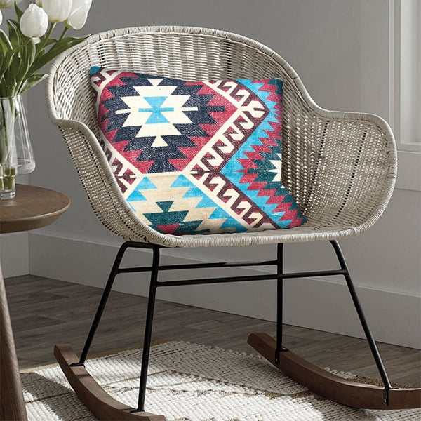 24 x 24 Square Cotton Accent Throw Pillows, Tribal Pattern, Set of 2, Multicolor By The Urban Port