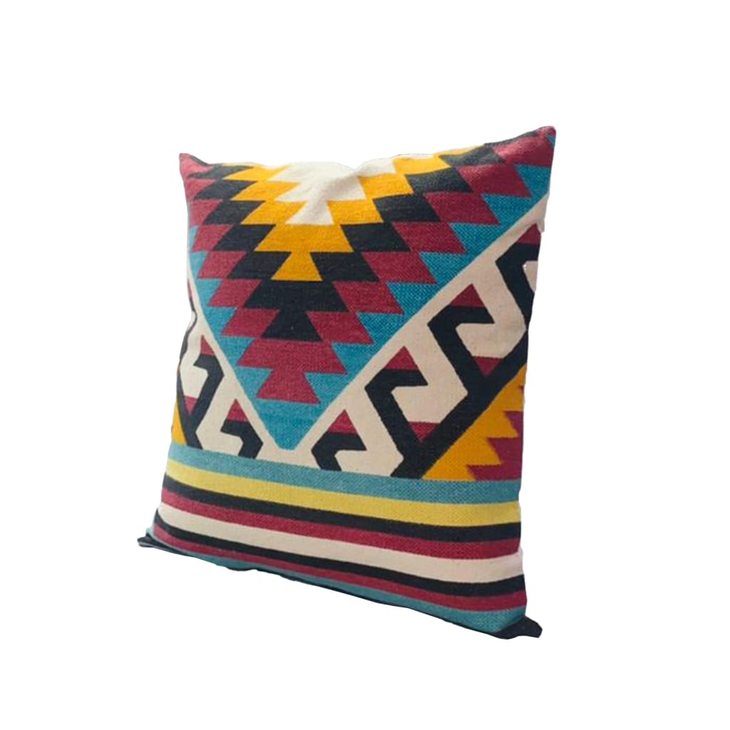 24 x 24 Square Cotton Accent Throw Pillows, Geometric Aztec Pattern, Set of 2, Multicolor By The Urban Port