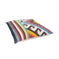 24 x 24 Square Cotton Accent Throw Pillows, Geometric Aztec Pattern, Set of 2, Multicolor By The Urban Port