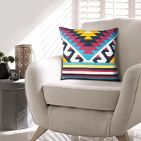 24 x 24 Square Cotton Accent Throw Pillows, Geometric Aztec Pattern, Set of 2, Multicolor By The Urban Port