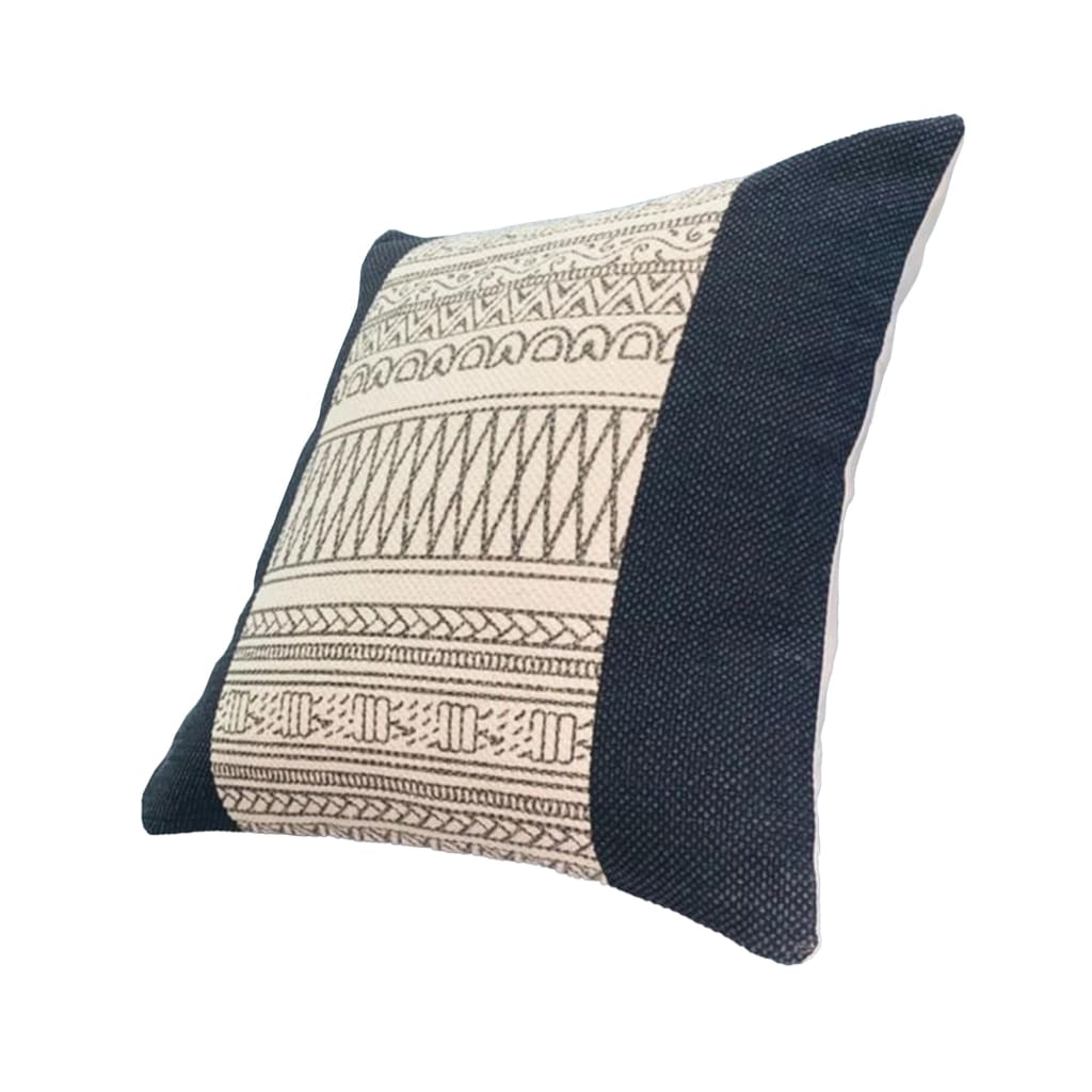 18 x 18 Square Cotton Accent Throw Pillows, Aztec Linework Pattern, Set of 2, Off White, Black By The Urban Port