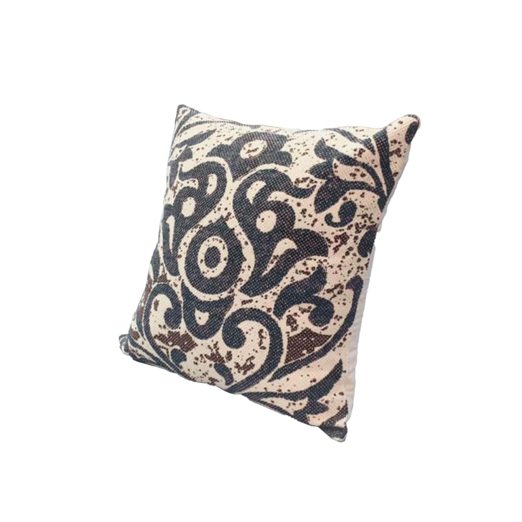 18 x 18 Square Accent Throw Pillows, Damask Print, Polyester Filler, Set of 2, Cream, Blue By The Urban Port