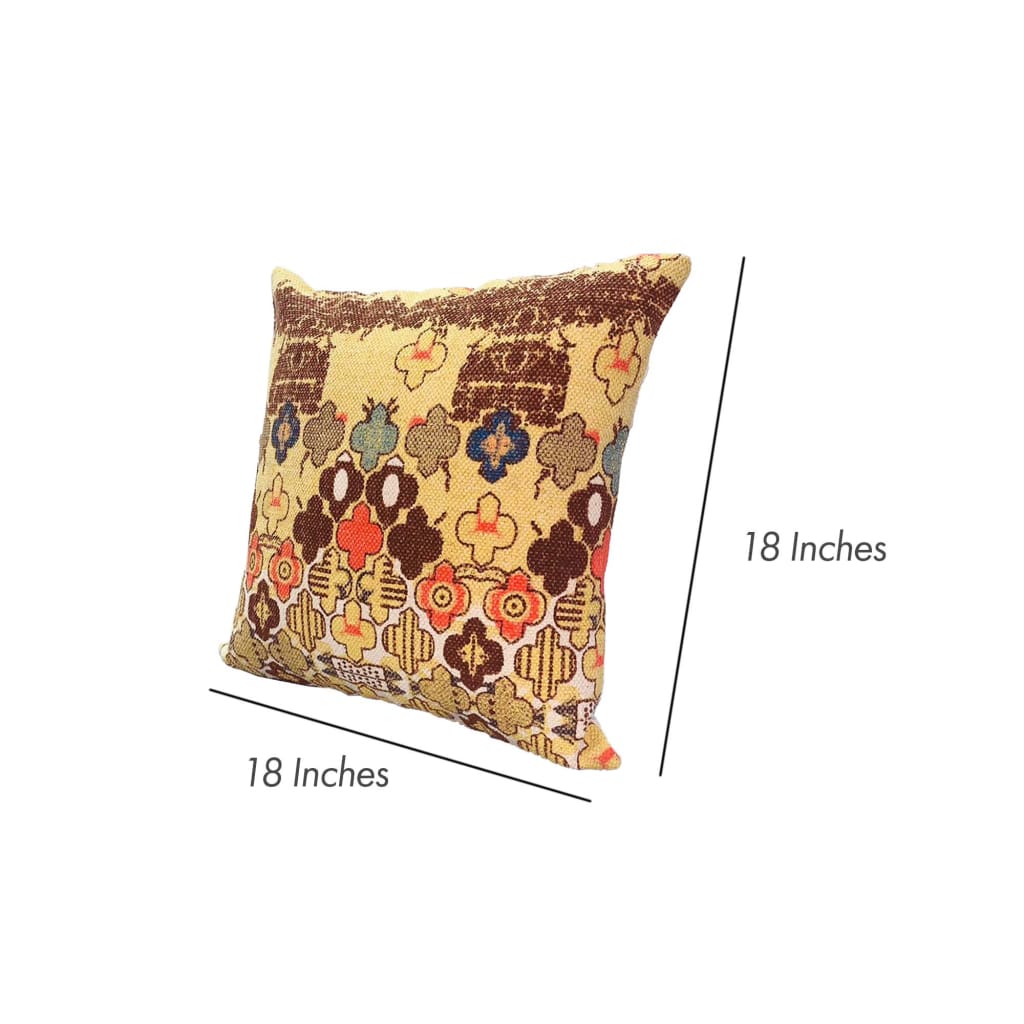 18 x 18 Square Accent Pillows, Printed Unique Quatrefoil Design, Set of 2, Multicolor By The Urban Port