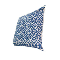 18 x 18 Square Accent Pillows, Trellis Pattern, Cotton Cover, Set of 2, Blue, White By The Urban Port