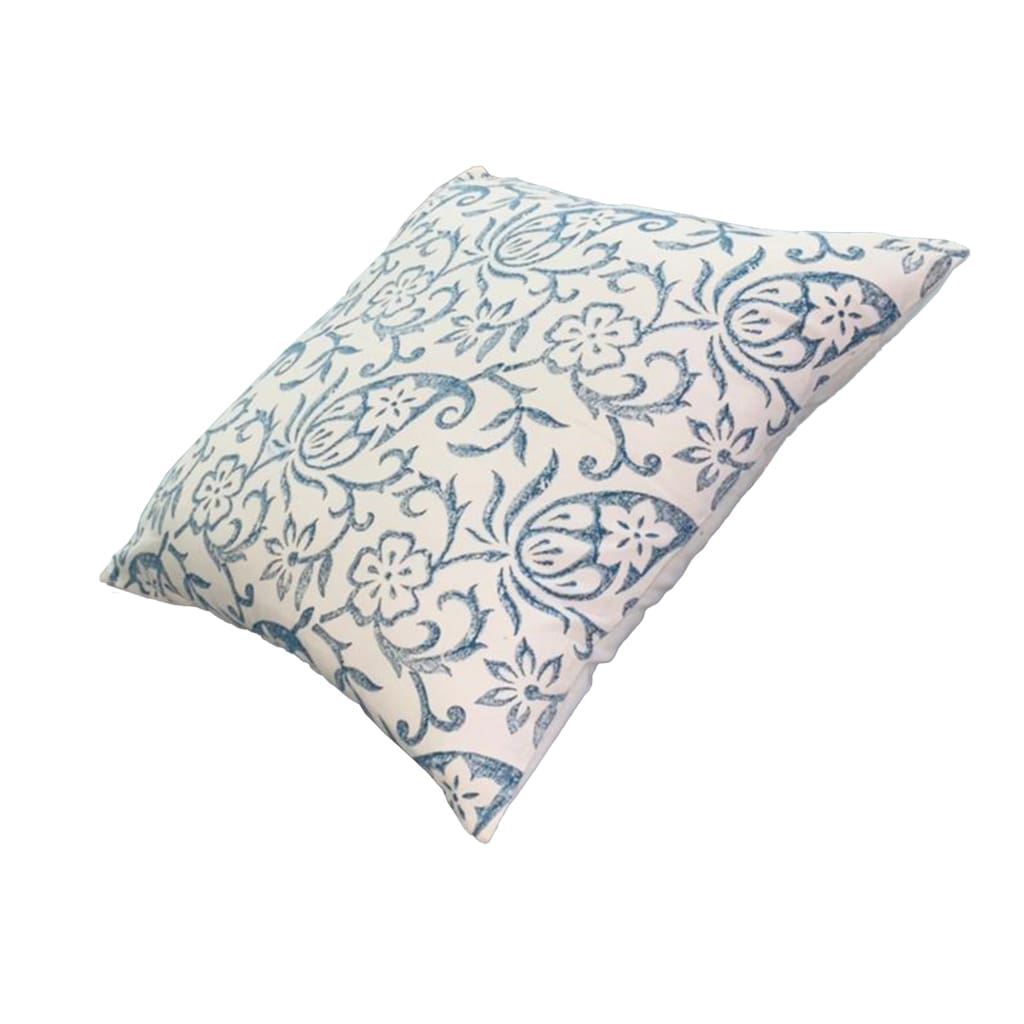 18 x 18 Square Accent Pillows, Paisley Floral Pattern, Cotton Cover, Set of 2, Blue, White By The Urban Port