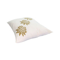 18 x 18 Square Accent Pillows, Soft Cotton Cover, Printed Lotus Flower, Set of 2, Gold, White By The Urban Port