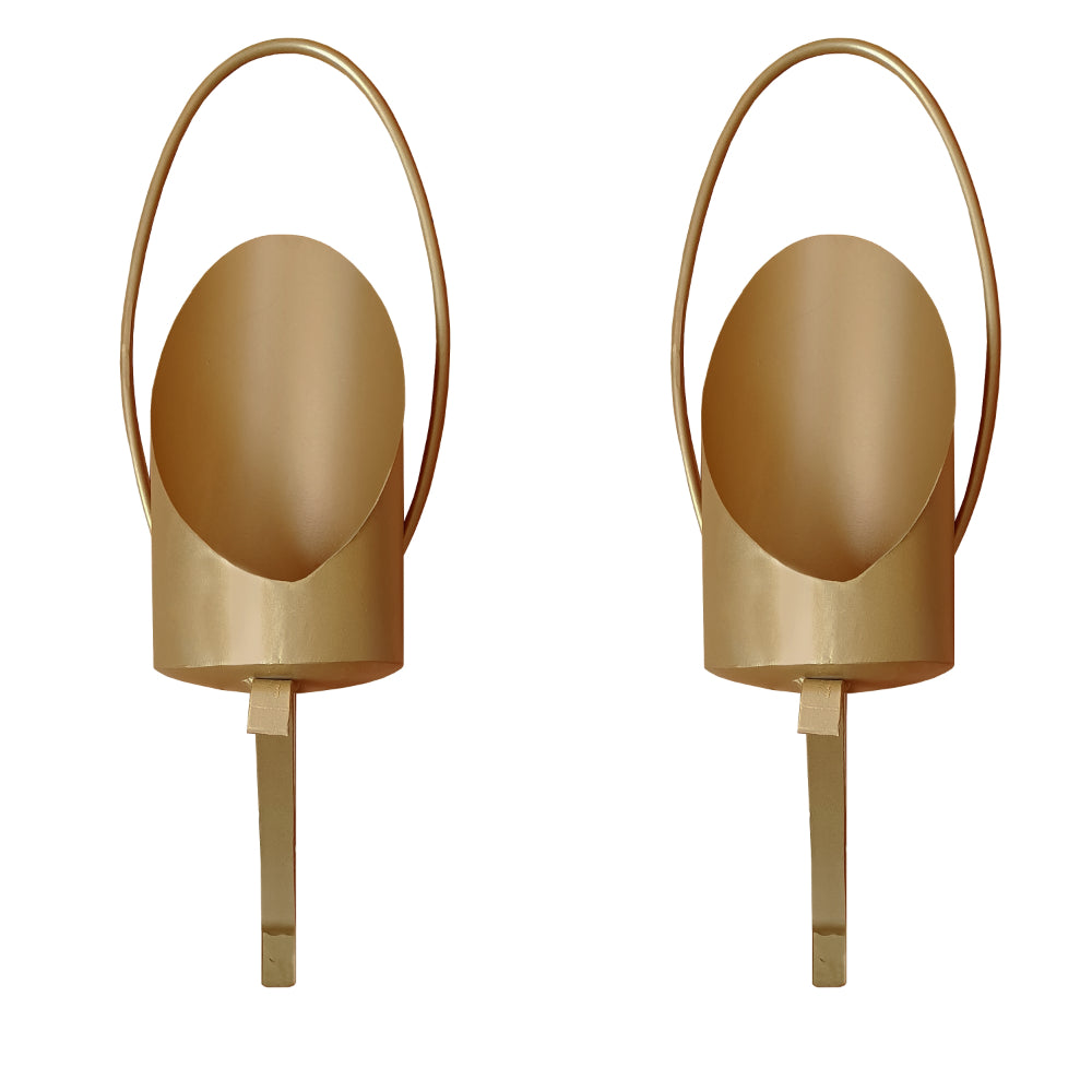 22 Inch Wall Sconce Candle Holder, Modern Tulip Shape, Set of 2, Matte Gold Frame - UPT-270040