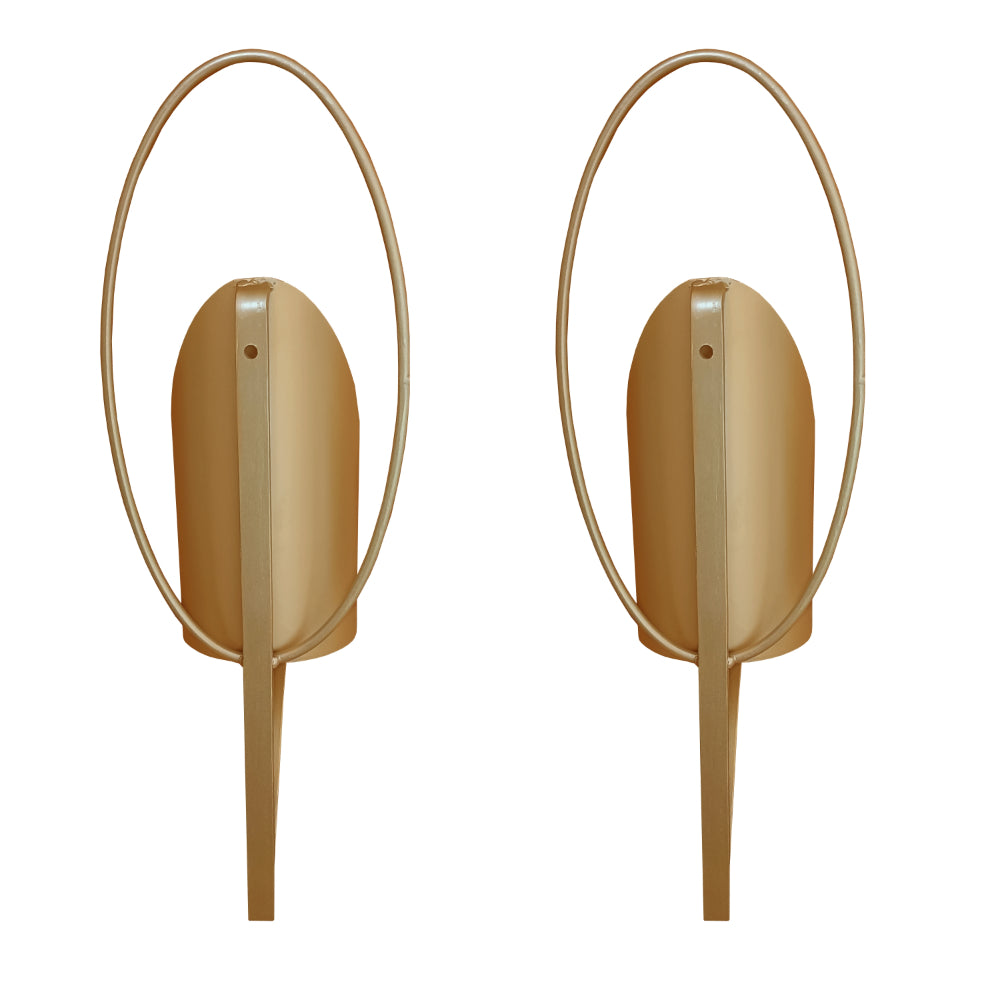 22 Inch Wall Sconce Candle Holder, Modern Tulip Shape, Set of 2, Matte Gold Frame - UPT-270040