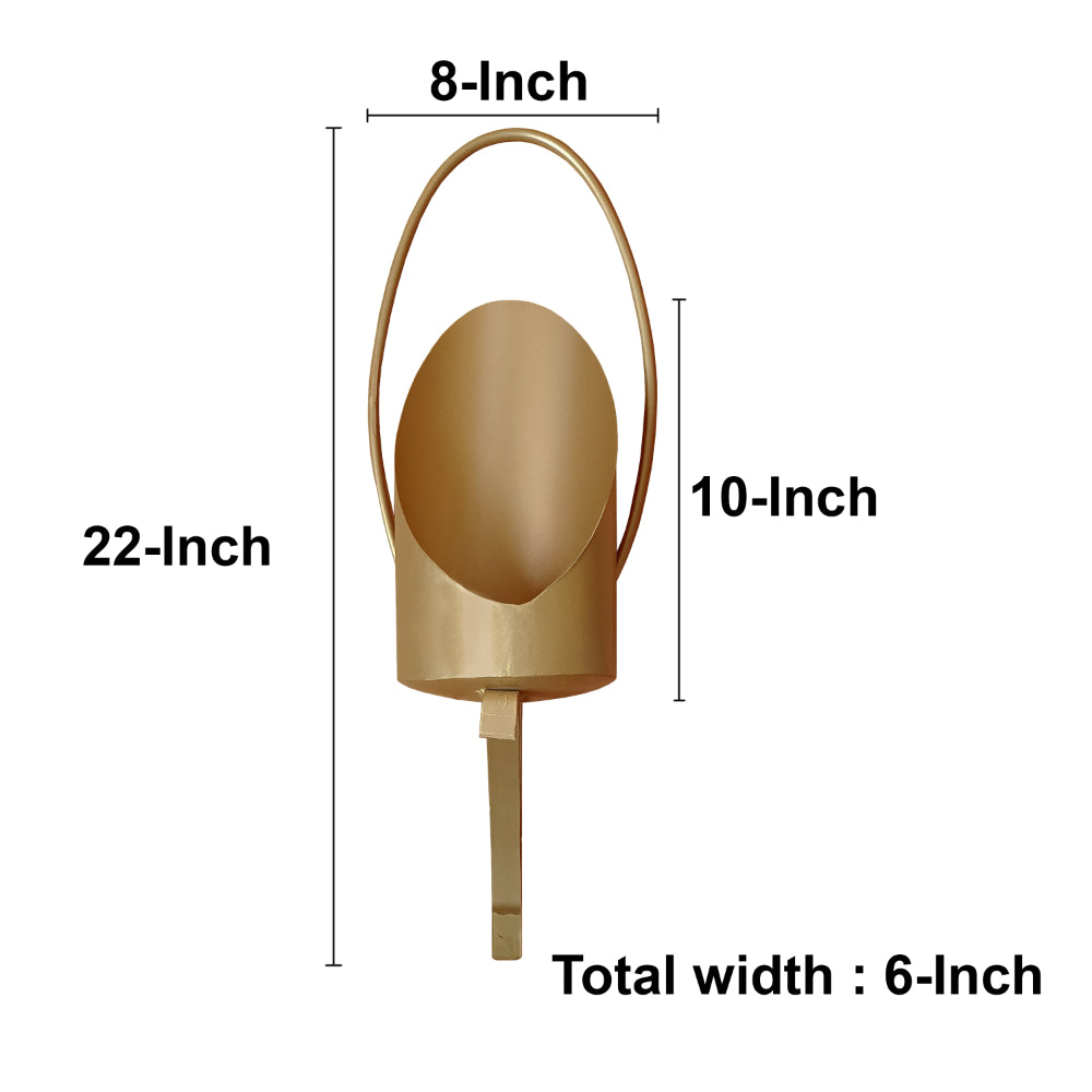 22 Inch Wall Sconce Candle Holder, Modern Tulip Shape, Set of 2, Matte Gold Frame - UPT-270040
