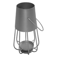 Ambient 12 Inch Vintage Style Iron Candle Stand Lantern, Sleek Curved Handle, Metallic Silver - UPT-271311
