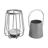 Ambient 12 Inch Vintage Style Iron Candle Stand Lantern, Sleek Curved Handle, Metallic Silver - UPT-271311