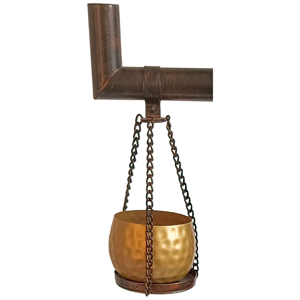 52 Inch Tall Plant Stand with 4 Hanging Pots, Antique Bronze, Gold, Black - UPT-271313