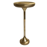 11 Inch Modern Side End Drink Table, Removable Round Top, Sleek Pedestal Base, Gold - UPT-271314