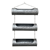 36 Inch 3 Tier Hanging Planter, Galvanized Metal With Chrome Chain, Silver Finish - UPT-271317