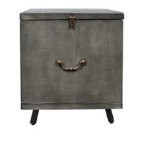 30 Inch Handcrafted Coffee Table with Hinged Lift Top Storage, Open Shelf, and Metal Legs, Charcoal Gray - UPT-272896