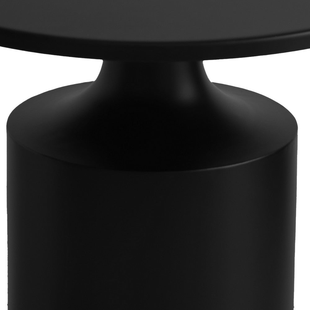 Zoe 20 Inch Modern Round Iron Side Table with Pedestal Base, Matte Black - UPT-272899