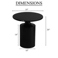 Zoe 20 Inch Modern Round Iron Side Table with Pedestal Base, Matte Black - UPT-272899