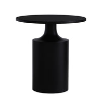 Zoe 20 Inch Modern Round Iron Side Table with Pedestal Base, Matte Black - UPT-272899