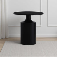 Zoe 20 Inch Modern Round Iron Side Table with Pedestal Base, Matte Black - UPT-272899
