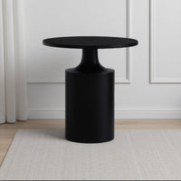Zoe 20 Inch Modern Round Iron Side Table with Pedestal Base, Matte Black - UPT-272899