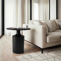 Zoe 20 Inch Modern Round Iron Side Table with Pedestal Base, Matte Black - UPT-272899