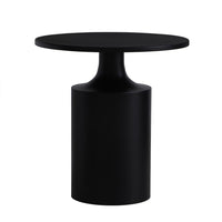Zoe 20 Inch Modern Round Iron Side Table with Pedestal Base, Matte Black - UPT-272899