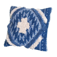 18 X 18 Shaggy Cotton Accent Throw Pillows, Southwest Aztec Pattern, Set of 2, Blue, White By The Urban Port