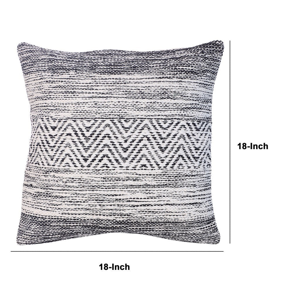 Cabe 18 X 18 Cotton Accent Throw Pillows, Wavy Lined Pattern, Set of 2, Black, White By The Urban Port