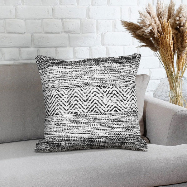 Cabe 18 X 18 Cotton Accent Throw Pillows, Wavy Lined Pattern, Set of 2, Black, White By The Urban Port