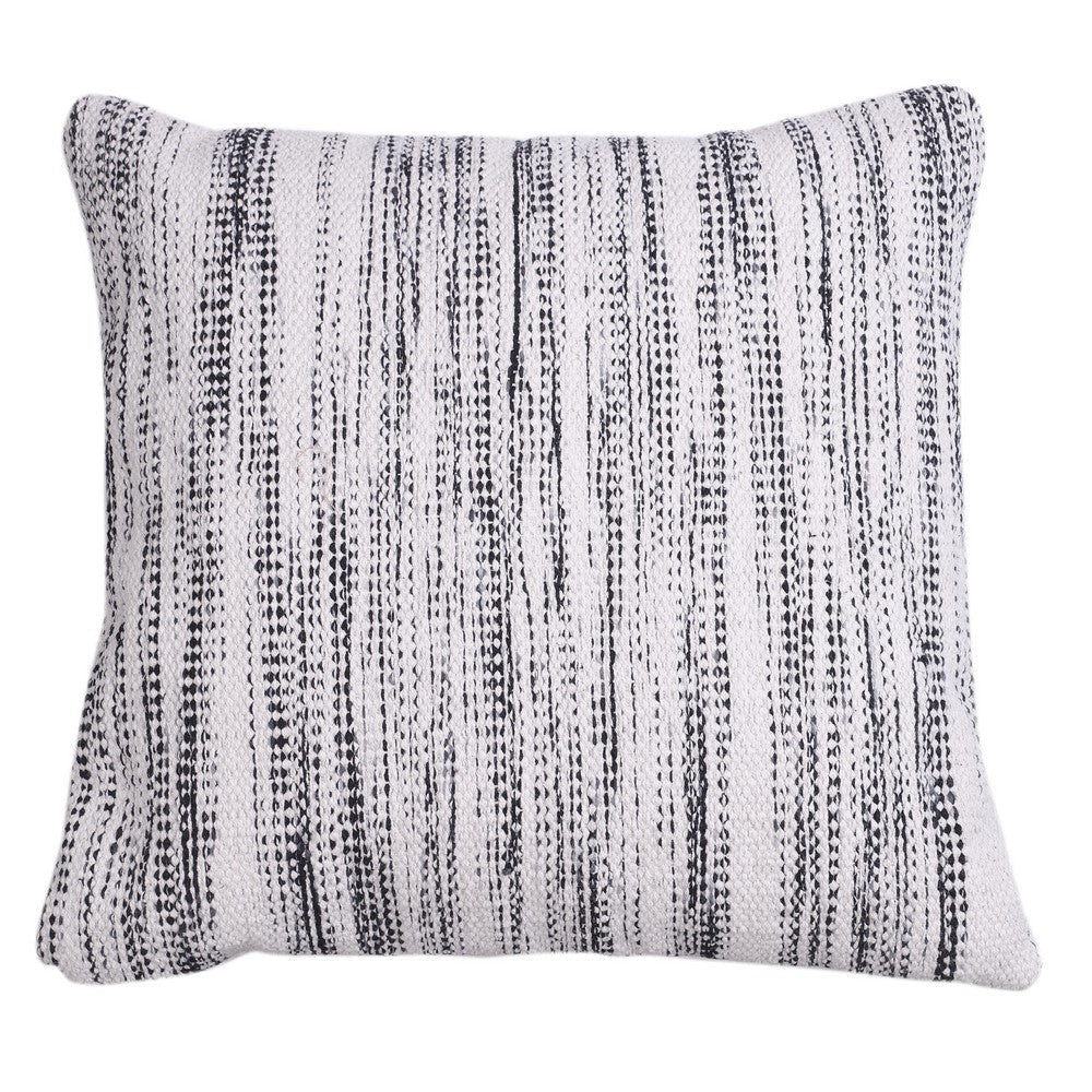 18 x 18 Handcrafted Cotton Accent Throw Pillows, Woven Lined Design, Set of 2, Black, Gray, Beige By The Urban Port