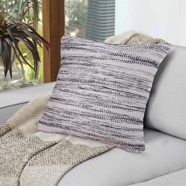 18 x 18 Handcrafted Cotton Accent Throw Pillows, Woven Lined Design, Set of 2, Black, Gray, Beige By The Urban Port