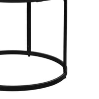 23 Inch Side End Table, Modern Round White Natural Marble Top, Classic Black Iron Frame - UPT-273475