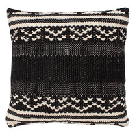 18 x 18 Jacquard Square Decorative Cotton Accent Throw Pillow with Aztec Tribal Boho Pattern, Set of 2, Black, White By The Urban Port