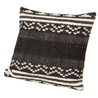 18 x 18 Jacquard Square Decorative Cotton Accent Throw Pillow with Aztec Tribal Boho Pattern, Set of 2, Black, White By The Urban Port