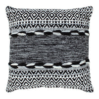 18 x 18 Jacquard Square Decorative Cotton Accent Throw Pillow with Soft Boho Tribal Pattern, Set of 2, Black, White By The Urban Port