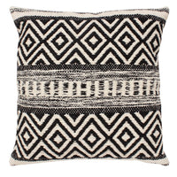 18 x 18 Jacquard Square Cotton Sham Accent Throw Pillow with Boho Diamond Pattern, Set of 2, Black, White By The Urban Port