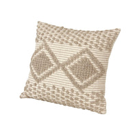 18 x 18 Square Cotton Decorative Accent Throw Pillow, Raised Diamond Embroidery, Set of 2, Beige By The Urban Port