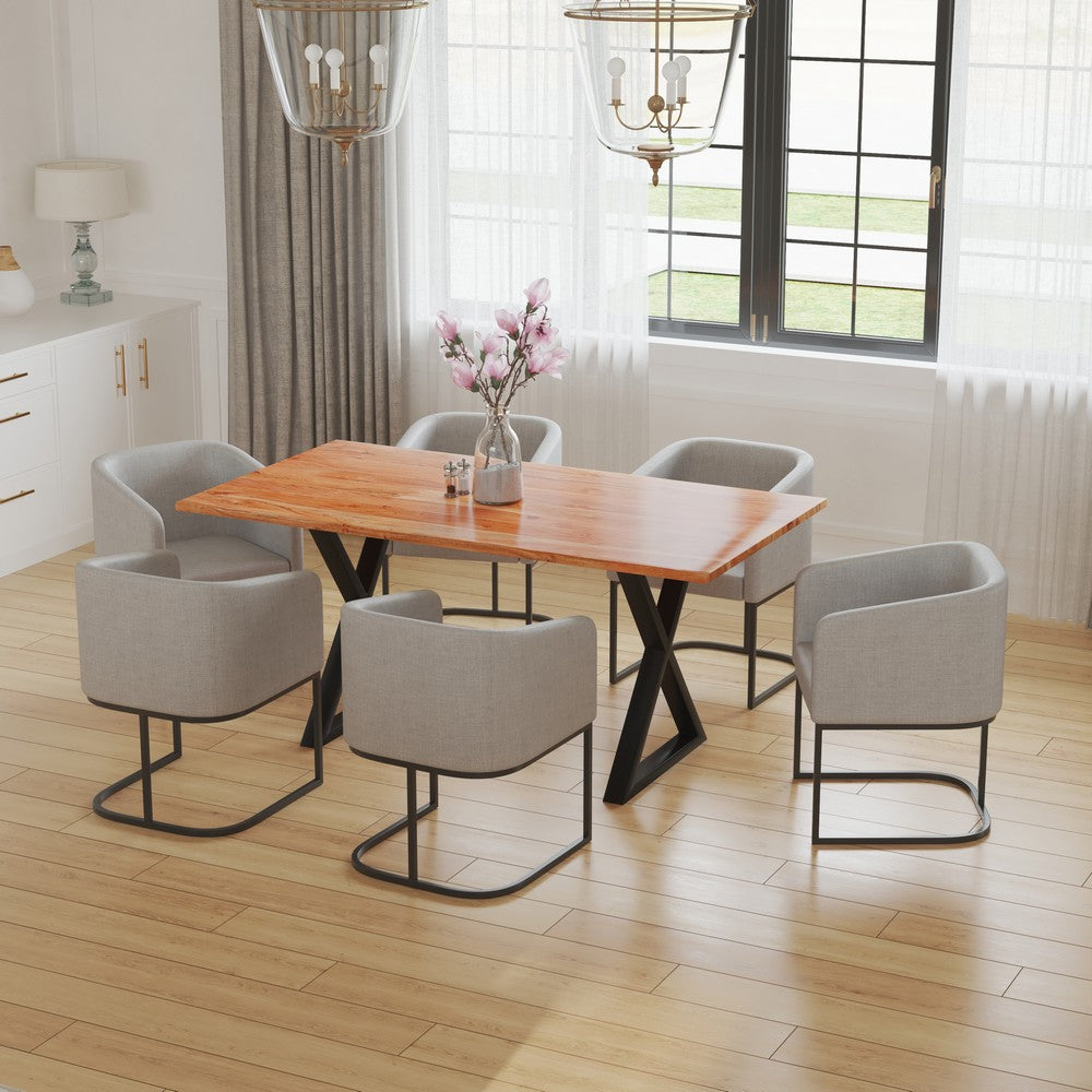 The Urban Port 67 Inch Rectangular Dining Table with Crossed Black